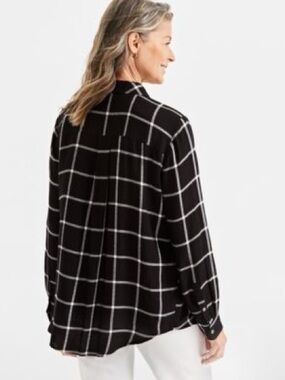 Socialite Black Windowpane Button-Down Shirt